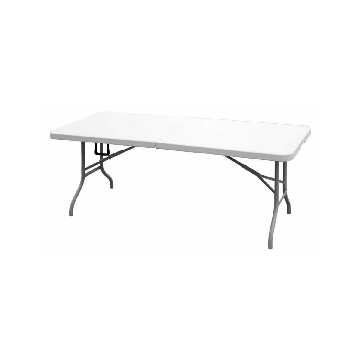 KZ GARDEN Table de jardin pliante 180x75xH74 cm Blanche Haute resistance Polypropylène Camping Réceptions KZ GARDEN