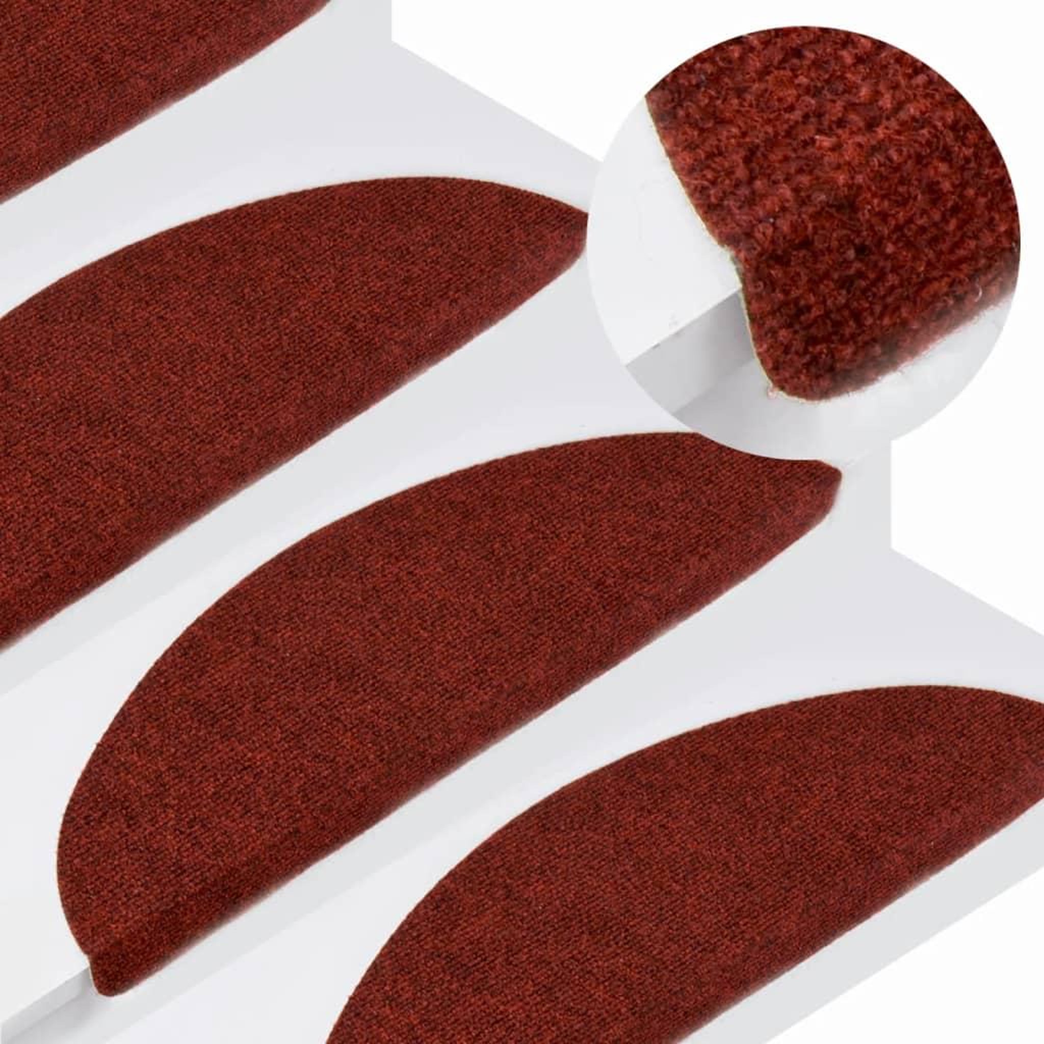 Voir la diapositive 1 : VIDAXL Tapis d'escalier autocollants 15 pcs 56x17x3 cm Rouge