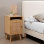 Voir la diapositive 5 : VS VENTA-STOCK Table de Chevet Bella 1 Porte Couleur Chêne, Rotin Naturel