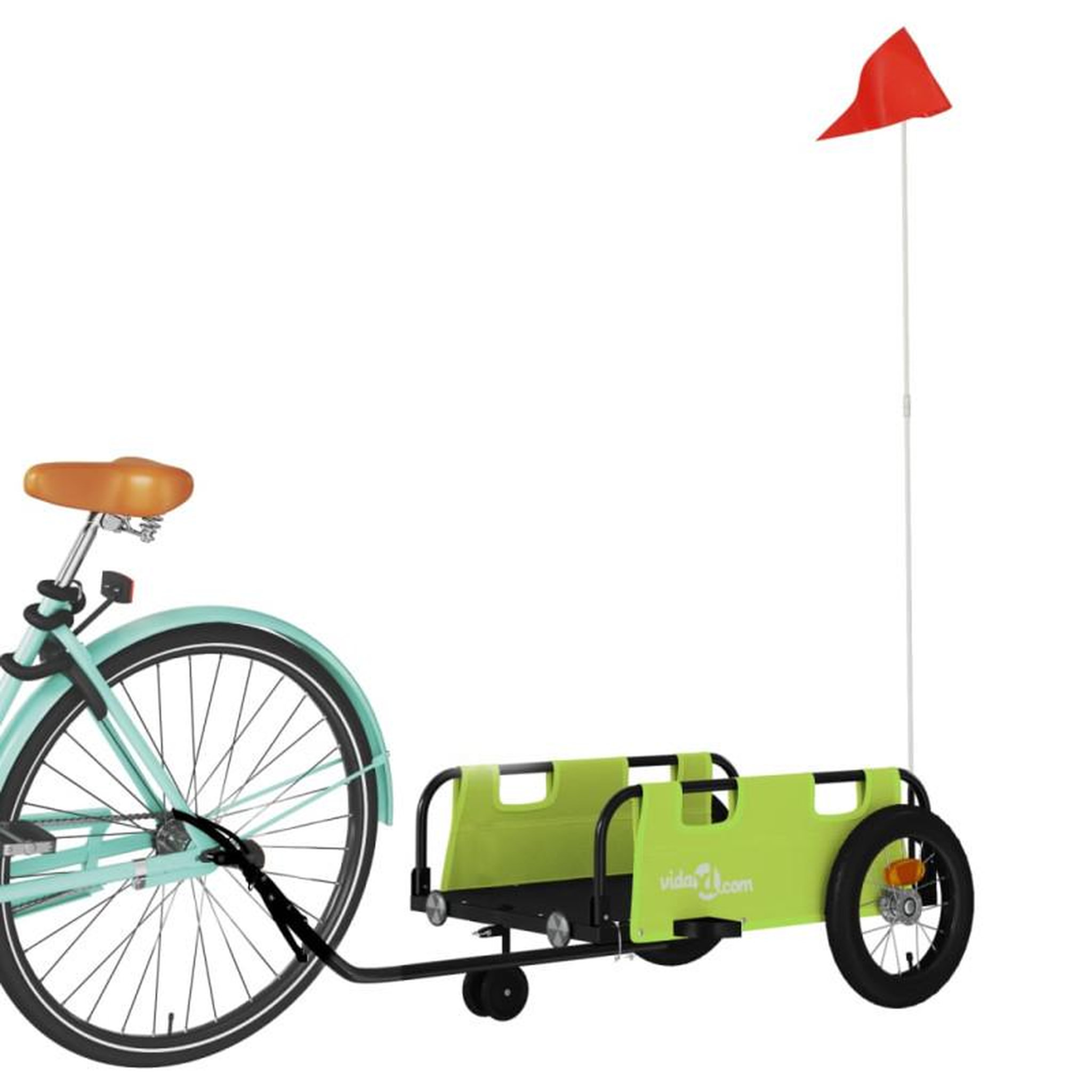 Voir la diapositive 3 : VIDAXL Remorque de vélo vert tissu oxford et fer