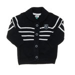 ELLE EST OU LA MER Gilet Marinière /Blanc Garçon EOM Gila. Coloris disponibles : Bleu