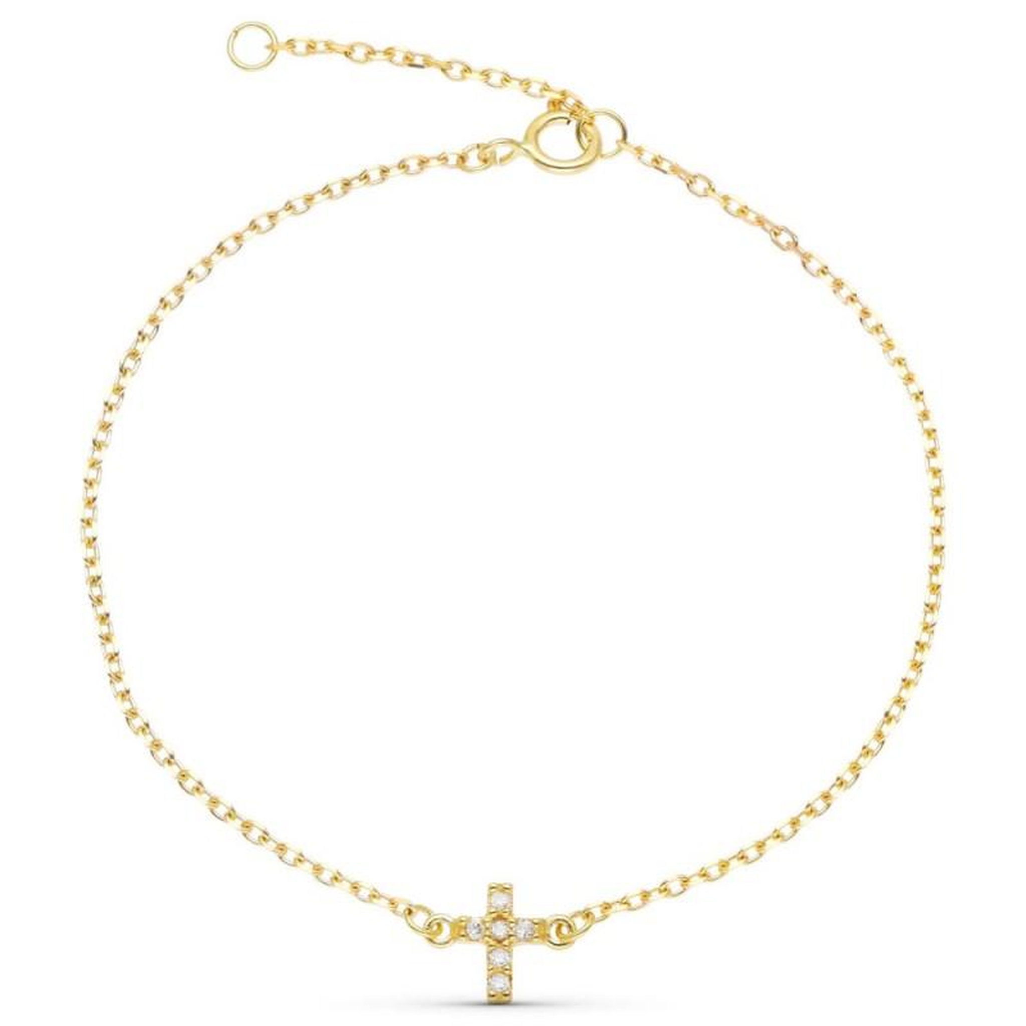 Voir la diapositive 1 : L'ATELIER D'AZUR Bracelet Or Jaune et Diamants - Motif Croix - Femme