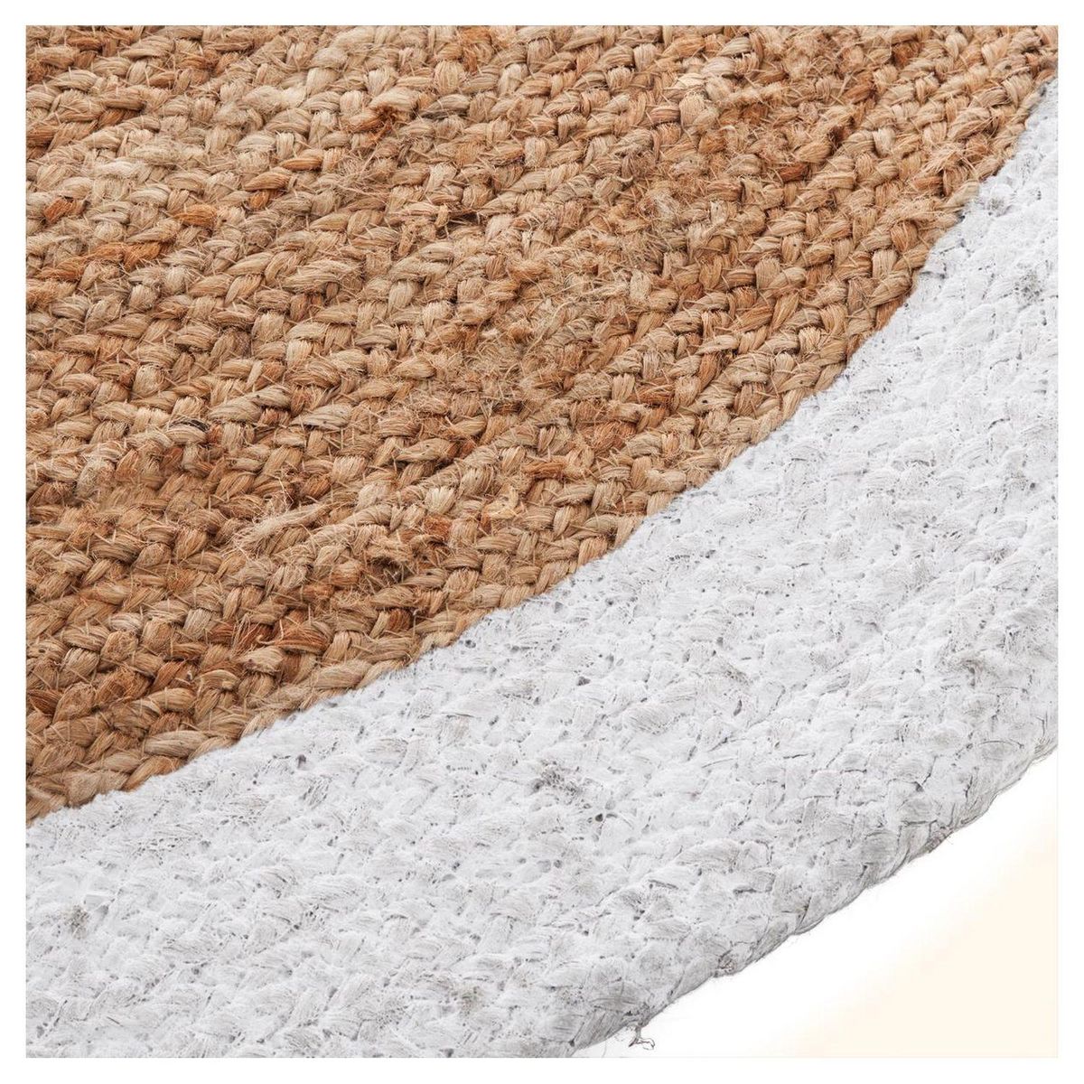 ATMOSPHERA Tapis déco rond en jute bord coloré diamètre 120 cm