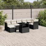 VIDAXL Salon de jardin 8 pcs avec coussins noir resine tressee