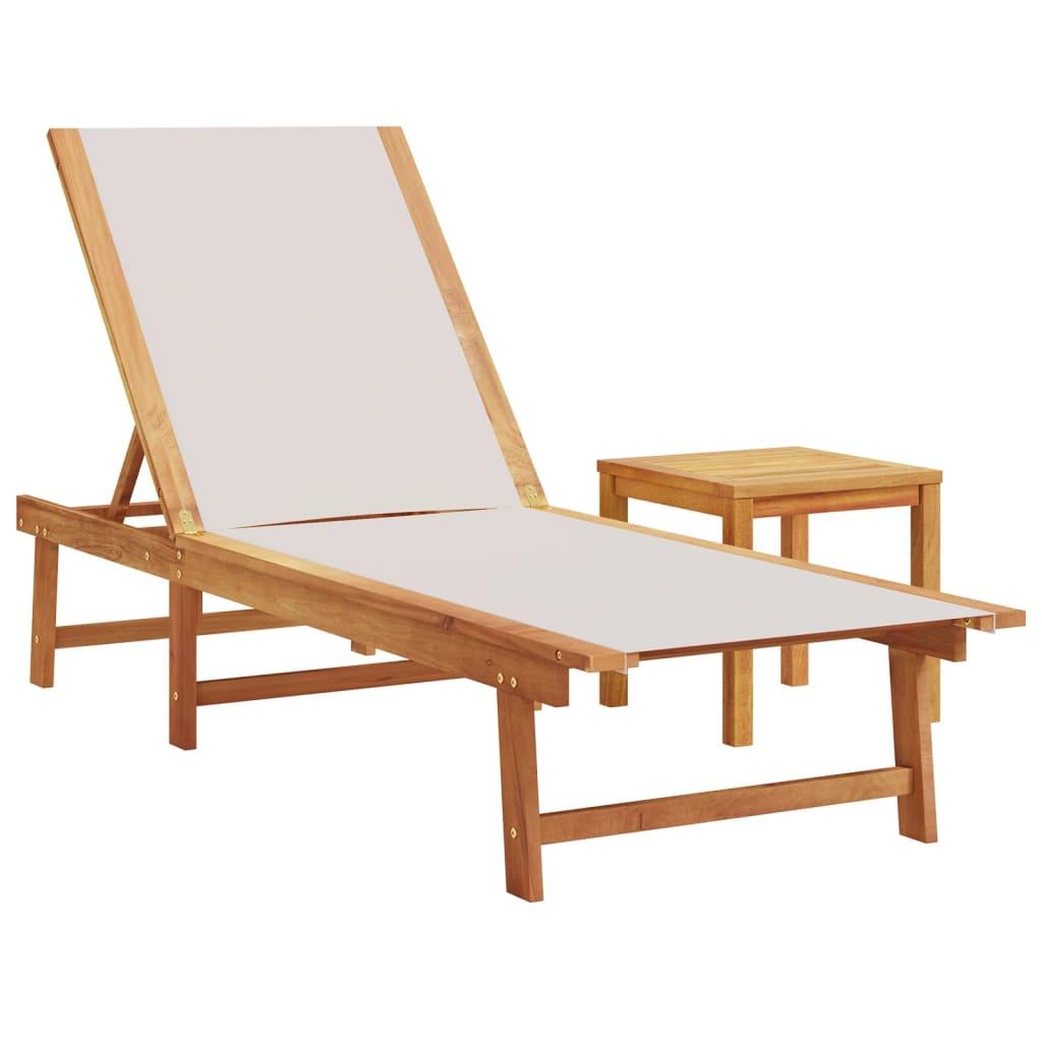 Voir la diapositive 2 : VIDAXL Chaise longue et table gris bois d'acacia solide et textilene