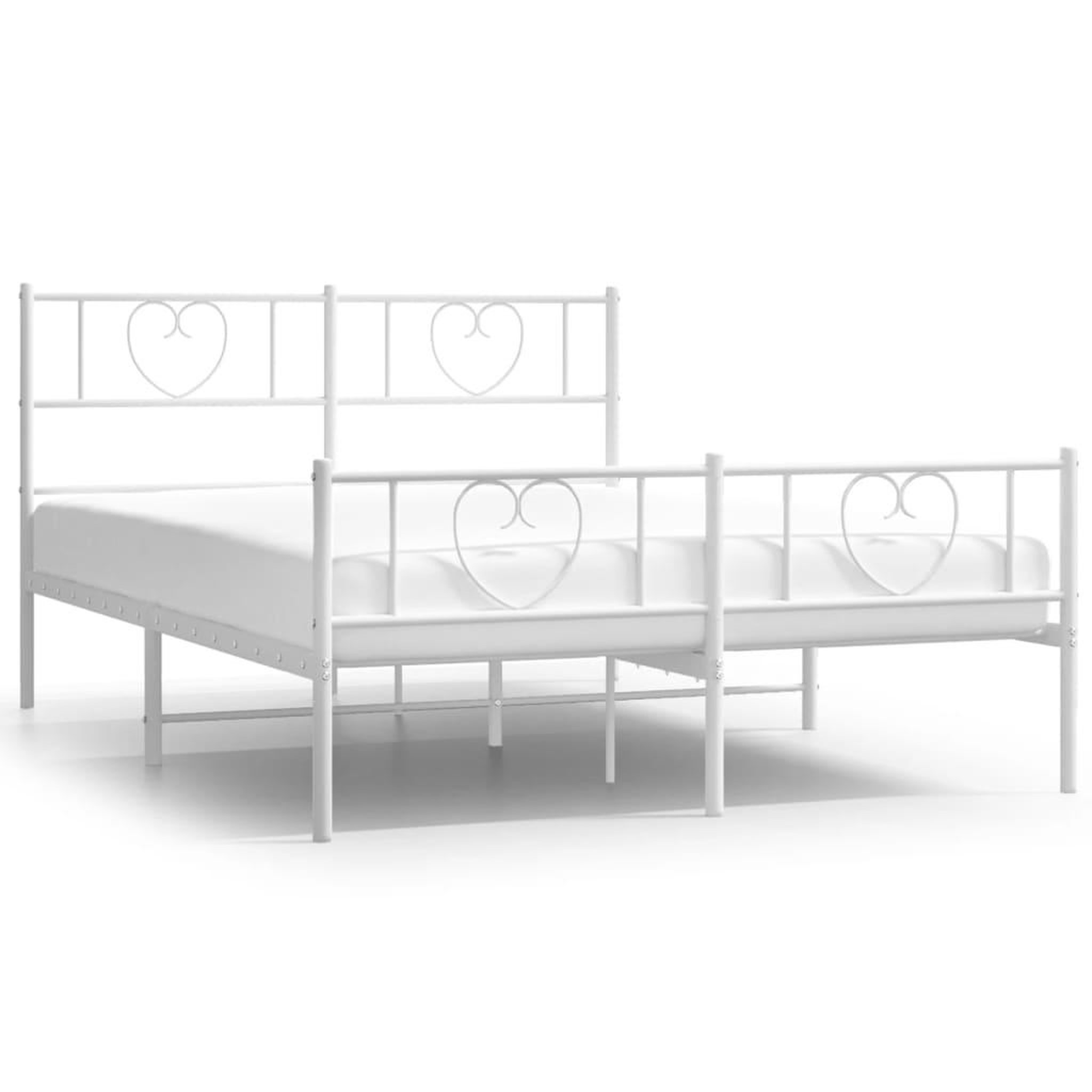 Voir la diapositive 2 : VIDAXL Cadre de lit metal sans matelas et pied de lit blanc 140x190 cm