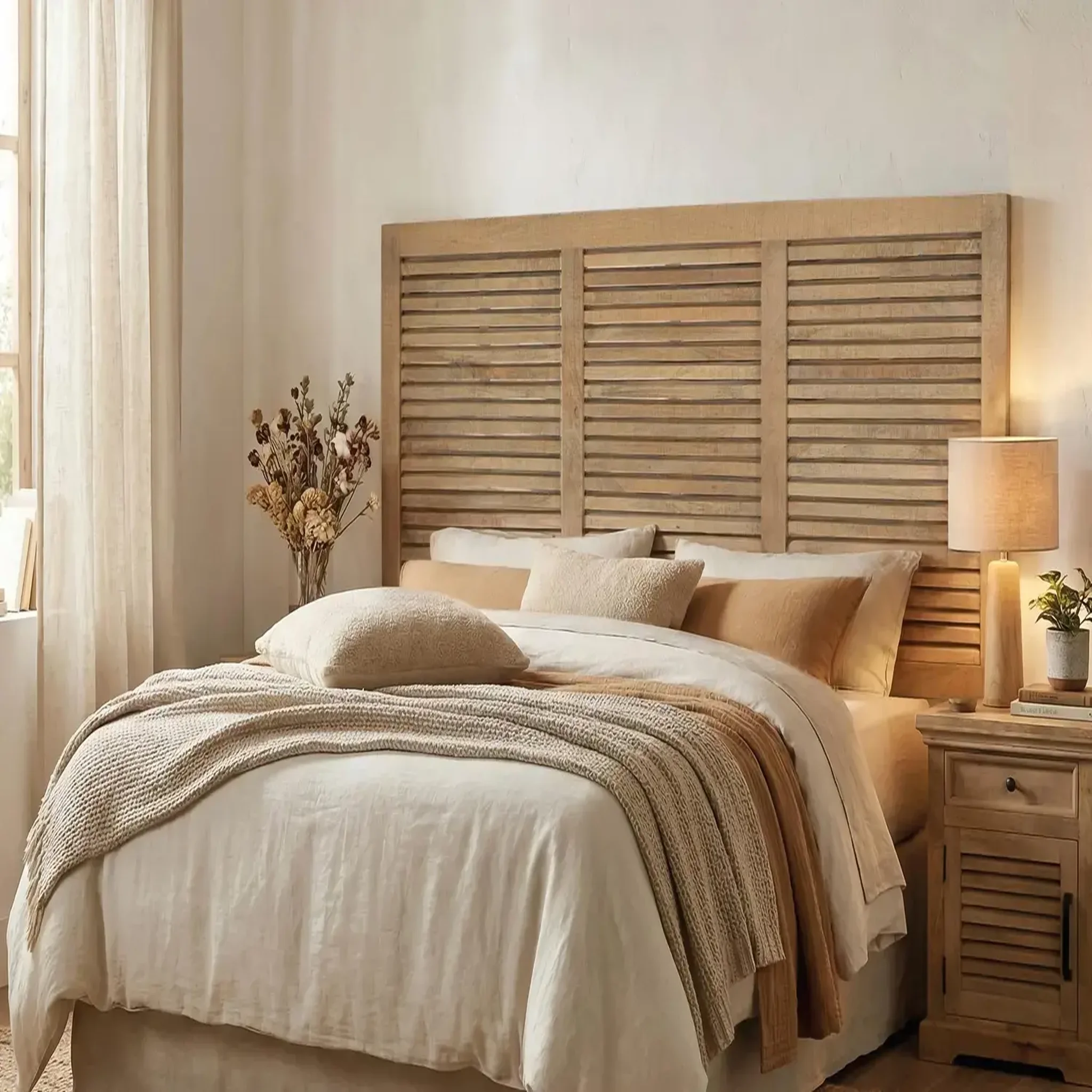 Voir la diapositive 2 : GINER Y COLOMER SL Tête de lit en bois de manguier 165 cm style rustique colonial