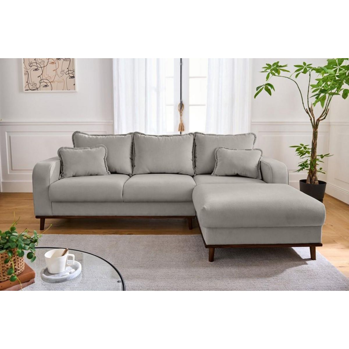 LISA DESIGN Albane - canapé d'angle droit - 4 places - en velours côtelé