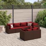 VIDAXL Salon de jardin avec coussins 7 pcs marron resine tressee