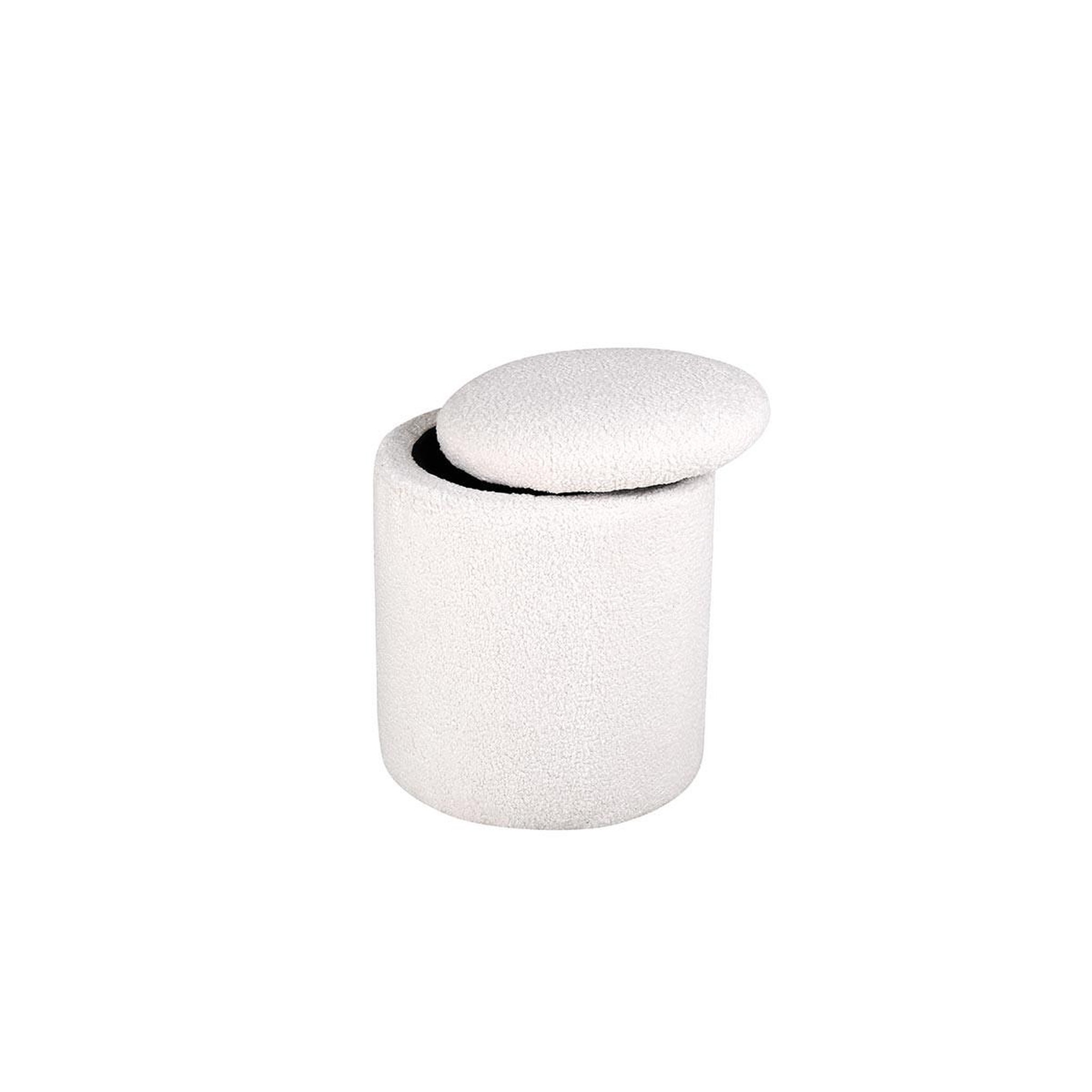 Voir la diapositive 2 : Paris Prix Pouf coffre tissu bouclette  limpen  40cm blanc