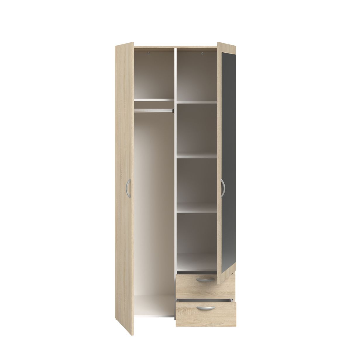 Armoire 2 portes L81cm 1 miroir DAISY