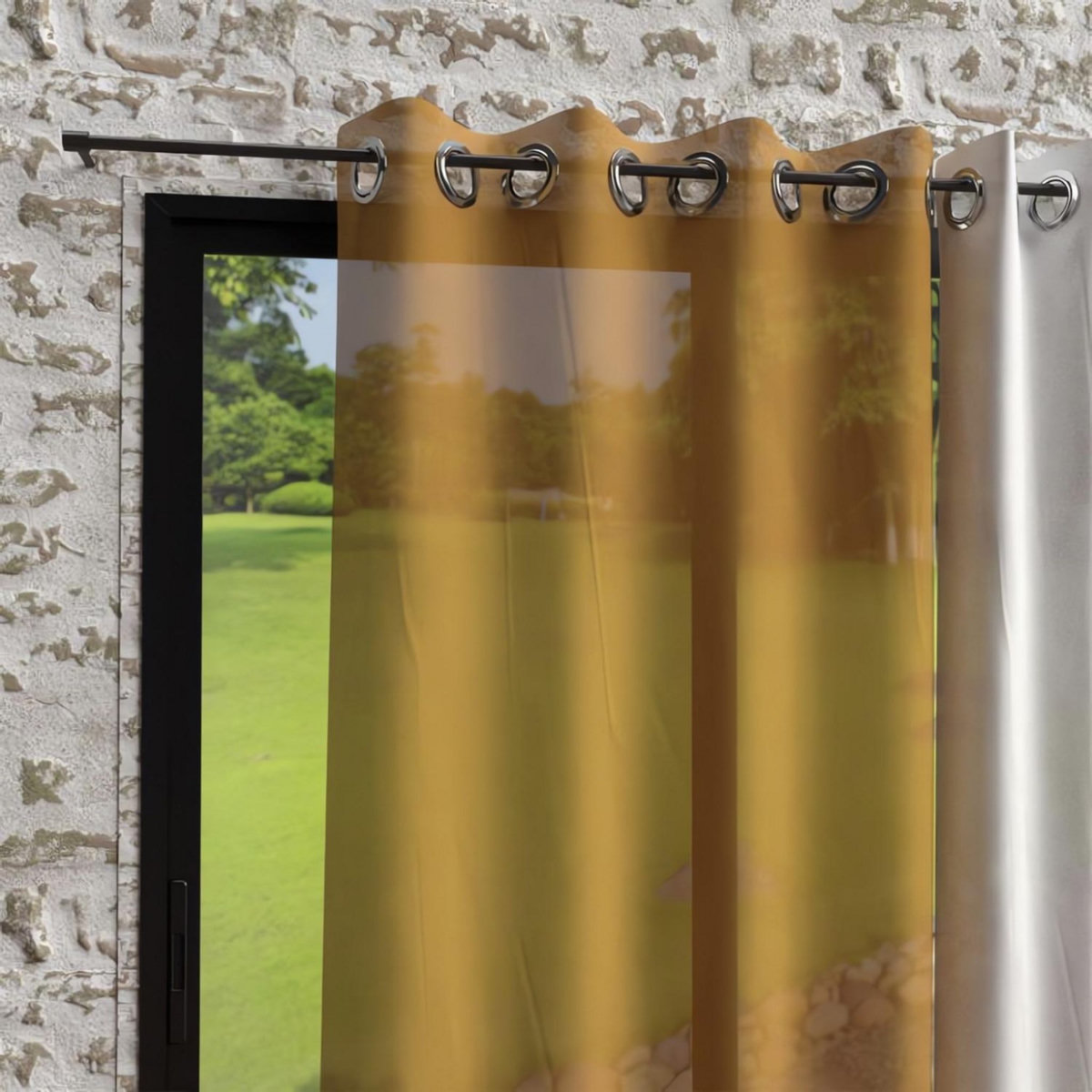 SOLEIL D'OCRE Voile à oeillets effet froissé 135x250 cm BOHEME, par Soleil d'Ocre