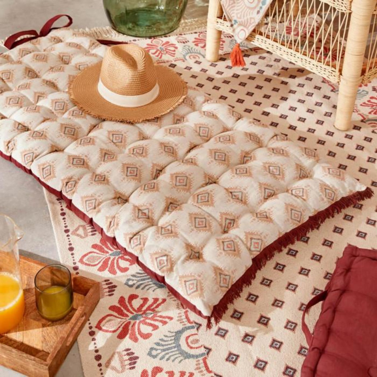 ATMOSPHERA Matelas de Sol Jacquard  Ikat  60x120cm Beige Lin