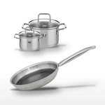 ELO Lot 2 Faitouts 14/20 cm & Poêle 28 cm Elo Relief Solution