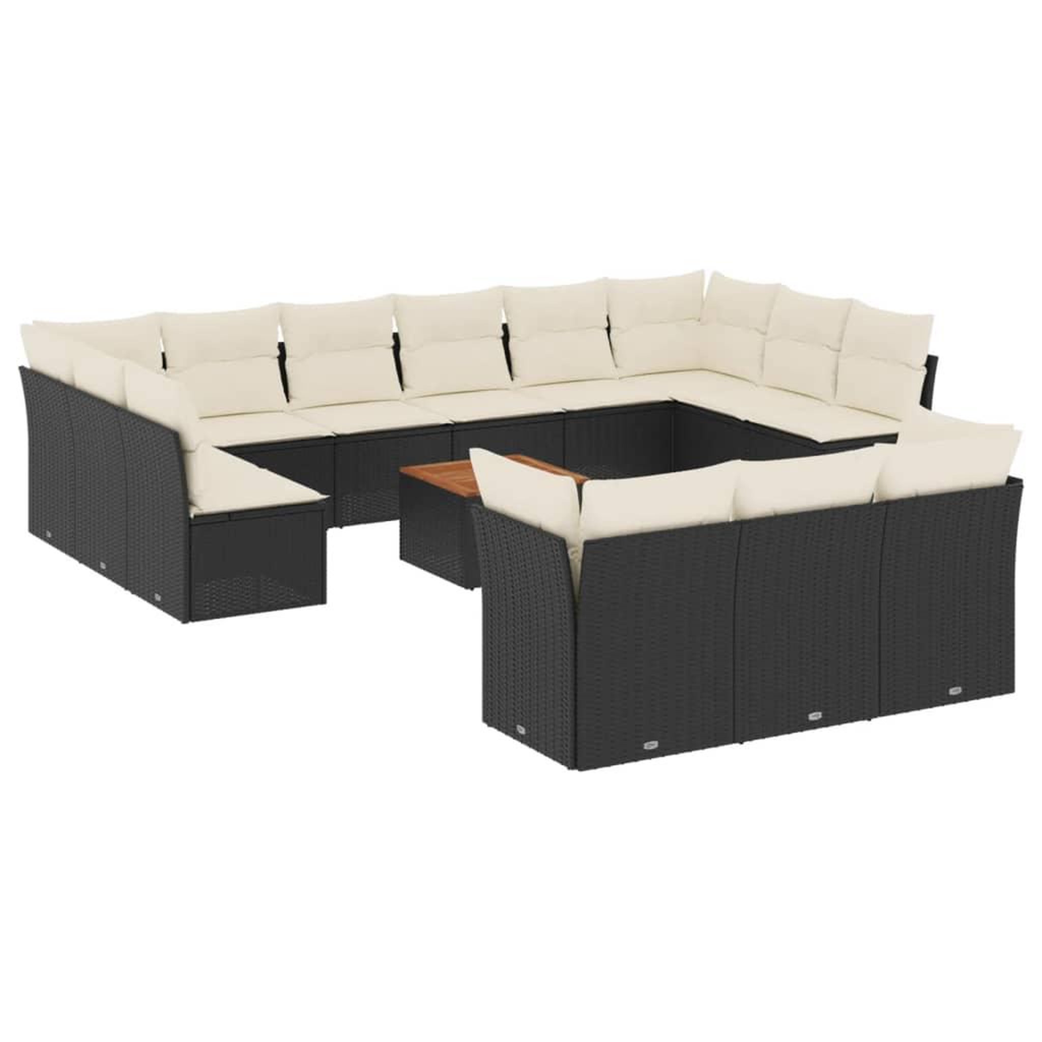 Voir la diapositive 2 : VIDAXL Salon de jardin avec coussins 14 pcs noir resine tressee