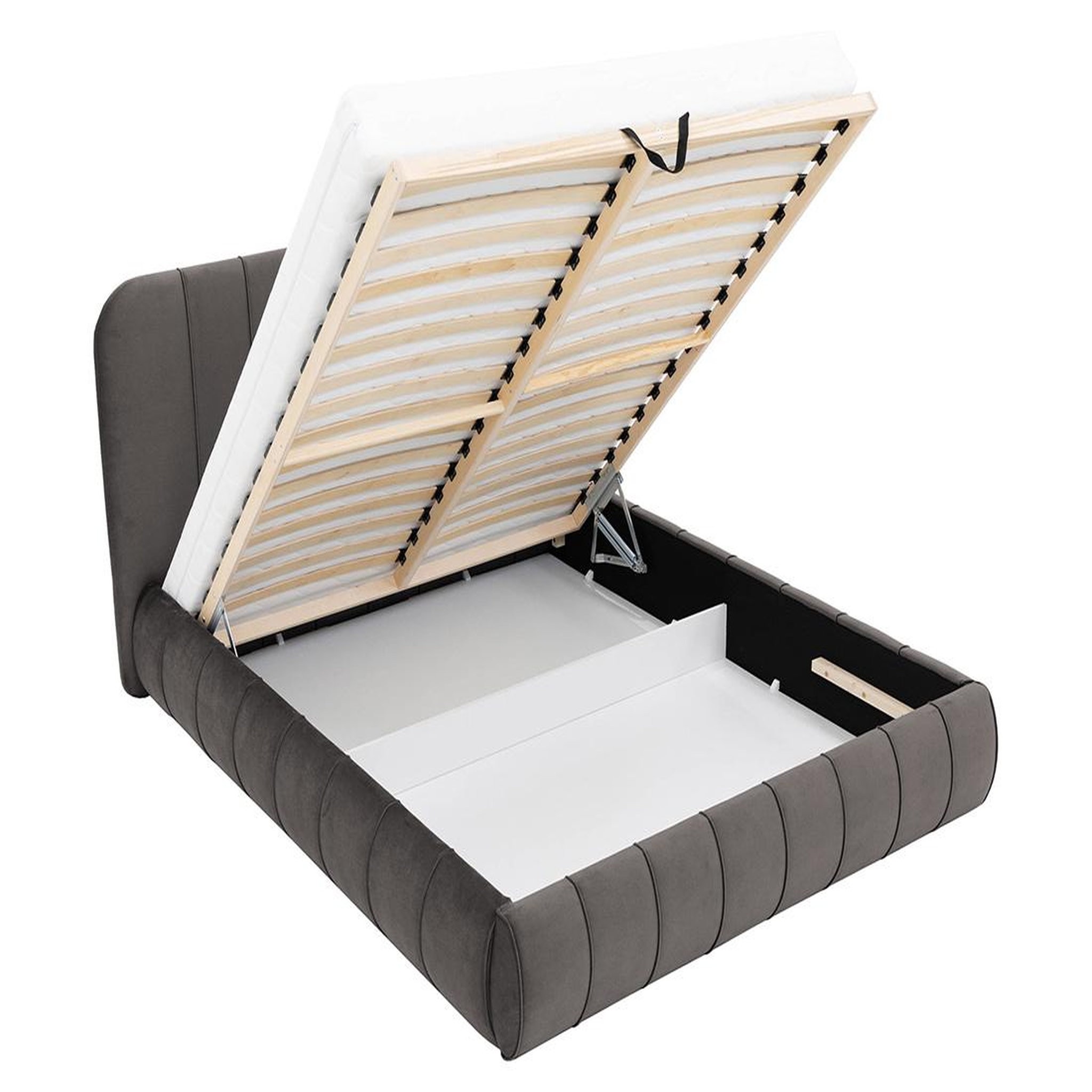 Voir la diapositive 3 : BEST MOBILIER Elsa - lit coffre - 160x200 cm - en velours - sommier inclus