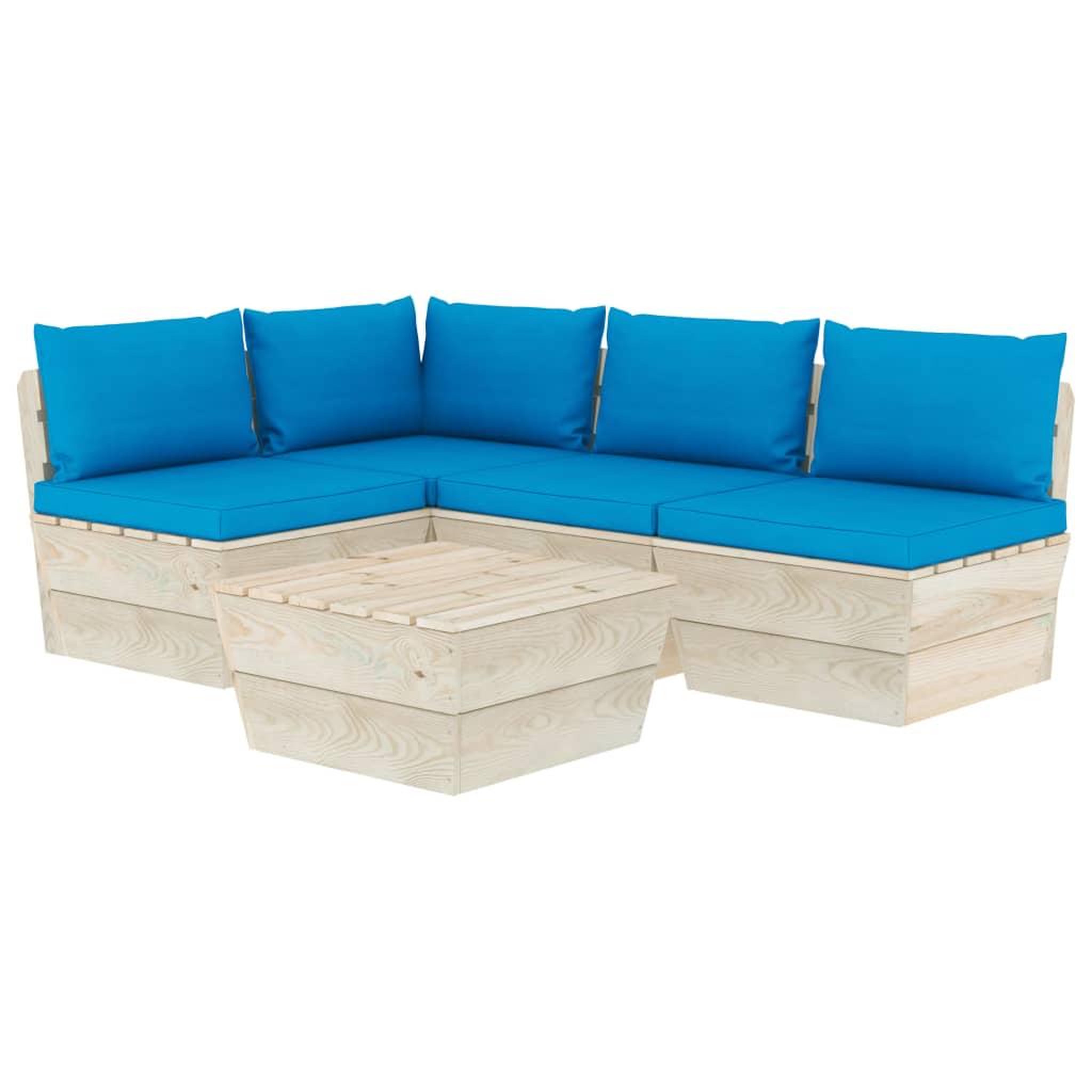 Voir la diapositive 2 : VIDAXL Salon de jardin palette 5 pcs avec coussins bois d'epicea
