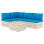 Voir la diapositive 2 : VIDAXL Salon de jardin palette 5 pcs avec coussins bois d'epicea