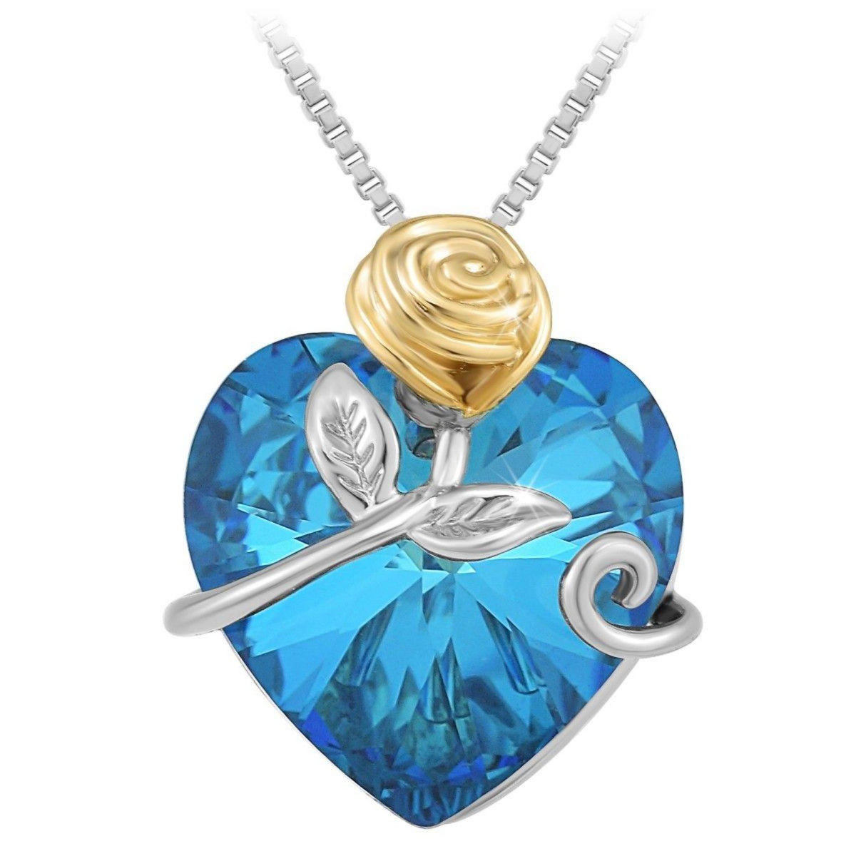 SC BOHEME Collier cœur et rose SC Bohème orné de Cristaux Scintillants