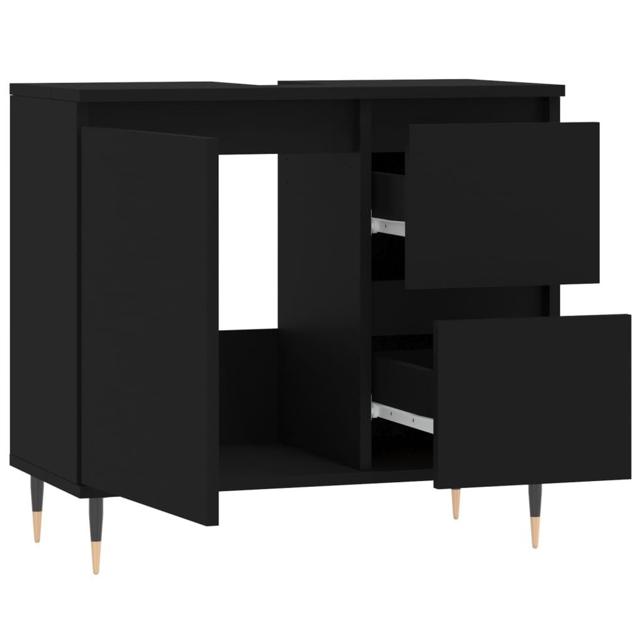 Voir la diapositive 4 : VIDAXL Armoire de salle de bain noir 65x33x60 cm bois d'ingenierie