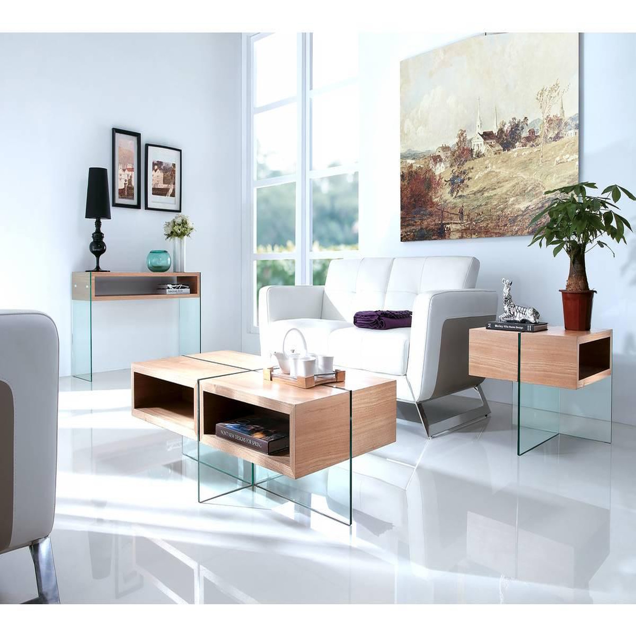 Voir la diapositive 2 : Habitat et Jardin Table basse  milano  - 120 x 60 x 40 cm - finition chêne