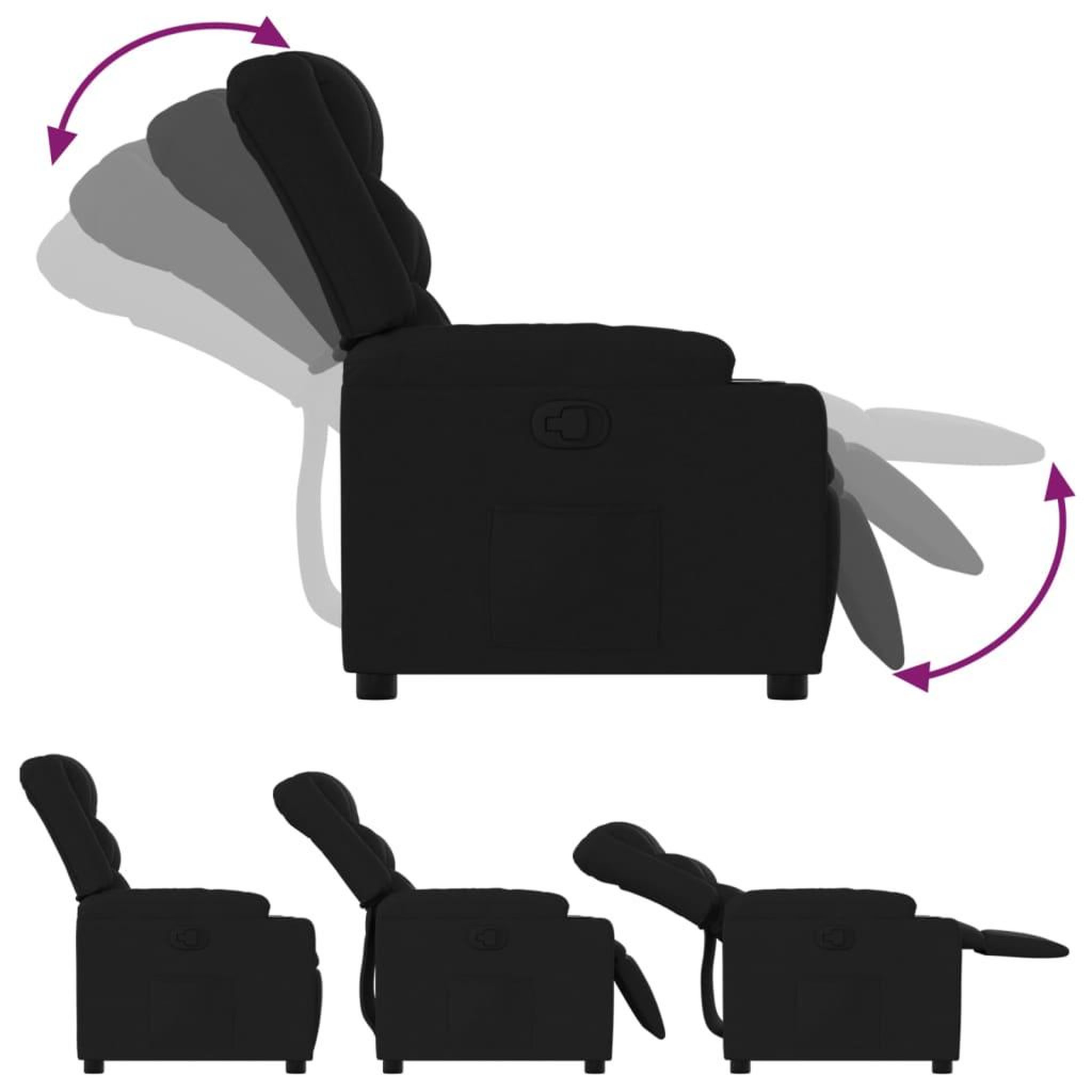 Voir la diapositive 4 : VIDAXL Fauteuil inclinable Noir Tissu