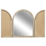 The Home Deco Factory Miroir à volets en cannage - Beige