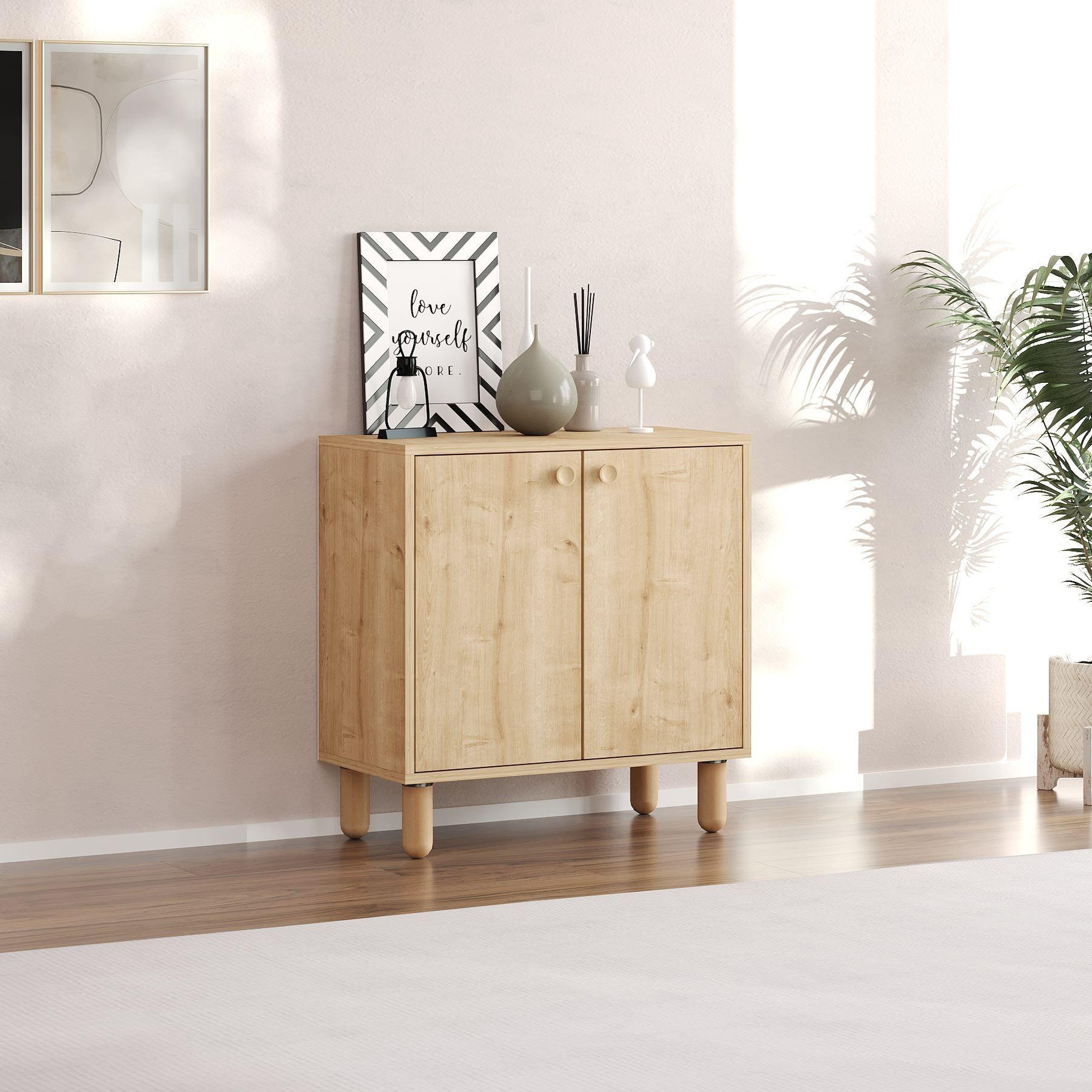 Voir la diapositive 2 : Habitat et Jardin Buffet en bois  lina  - 72 x 36 x 73 cm - beige