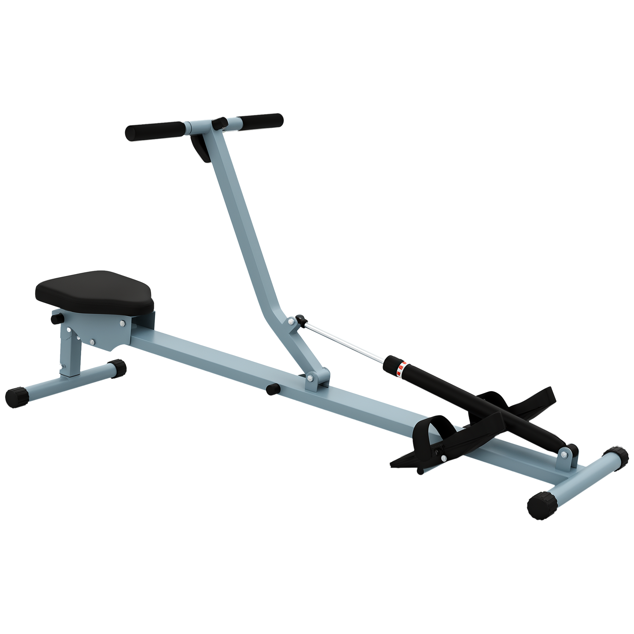 HOMCOM Rameur d'appartement appareil de fitness et musculation cardio training écran lcd multifonction acier gris et noir