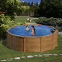 Voir la diapositive 2 : GRE Piscine ronde acier 4,80m x 1,32m - Imitation bois