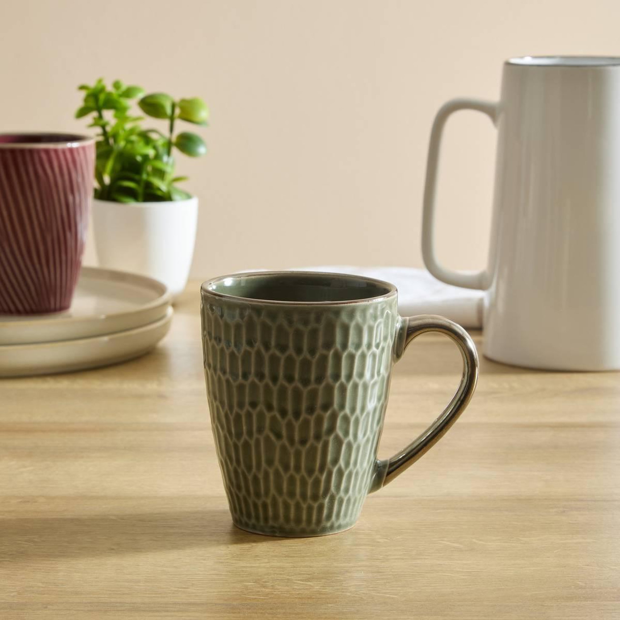 Voir la diapositive 3 : SECRET DE GOURMET Lot de 6 mugs en faïence  ella  35cl vert