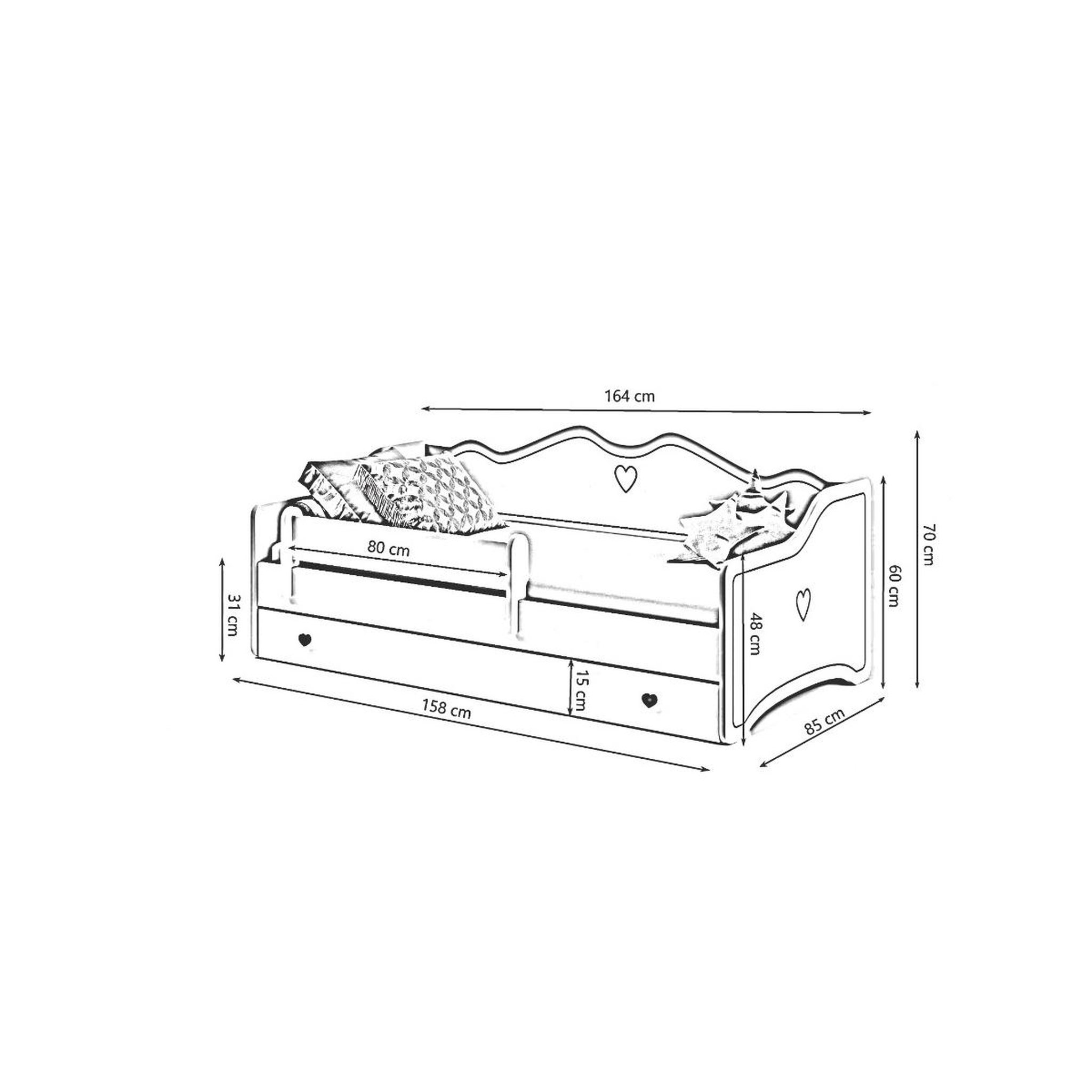 Voir la diapositive 2 : KOBI Lit enfant Emma + gigogne160x80 S avec matelas