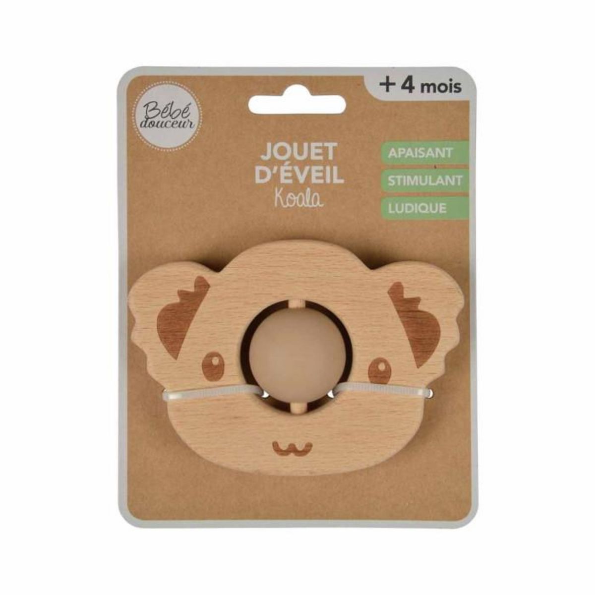 Paris Prix Jouet d'Éveil Bébé  Koala avec Boule  8cm Naturel