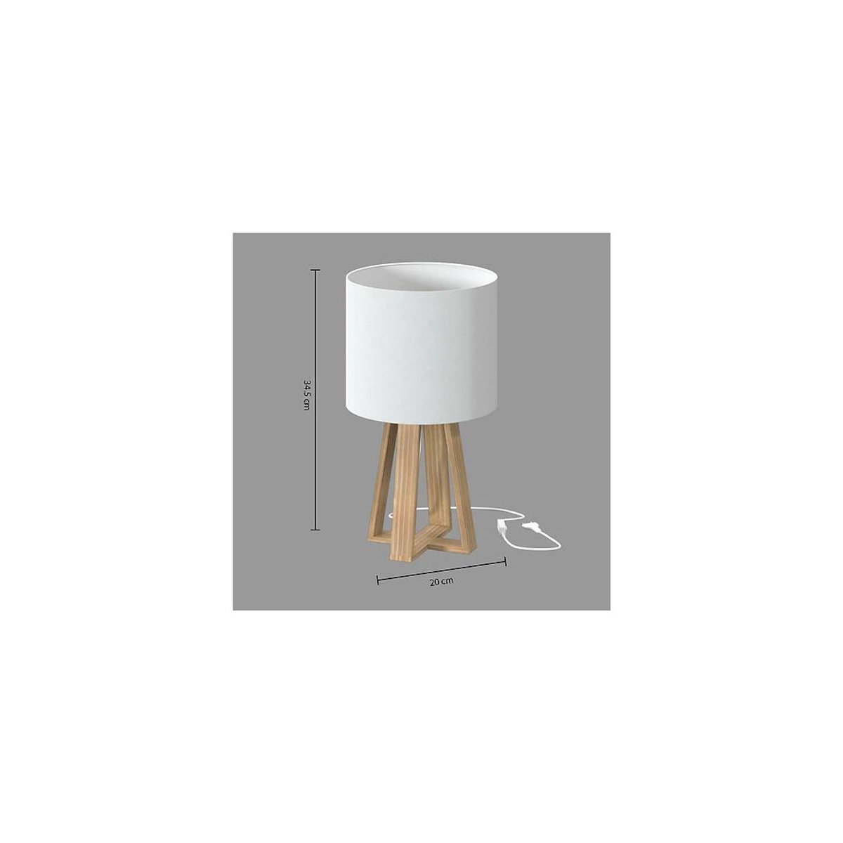 ATMOSPHERA Lampe pied bois Molu blanc