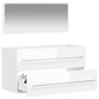 Voir la diapositive 3 : VIDAXL Armoire de bain avec miroir blanc brillant bois d'ingenierie