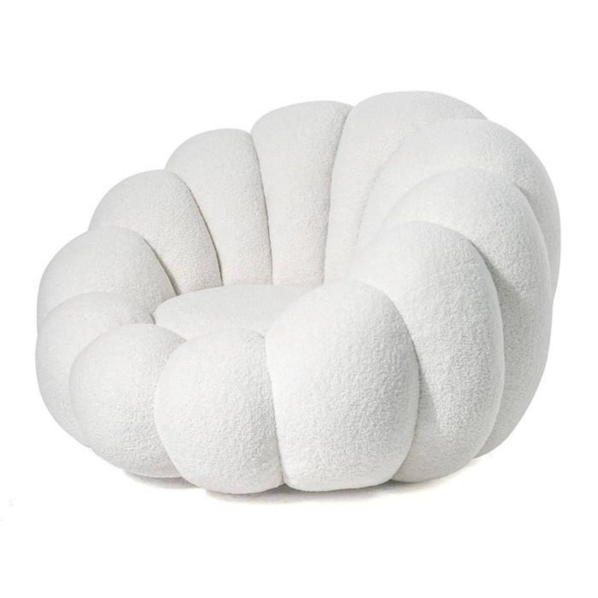 Paris Prix Fauteuil Design Coquillage  Bouclette  98cm Blanc