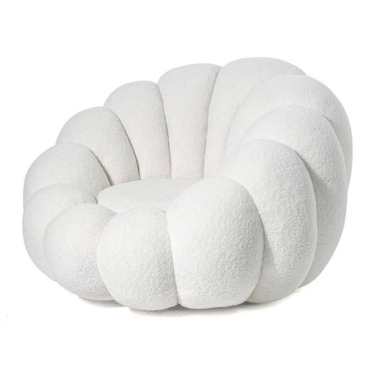 Paris Prix Fauteuil Design Coquillage  Bouclette  98cm Blanc