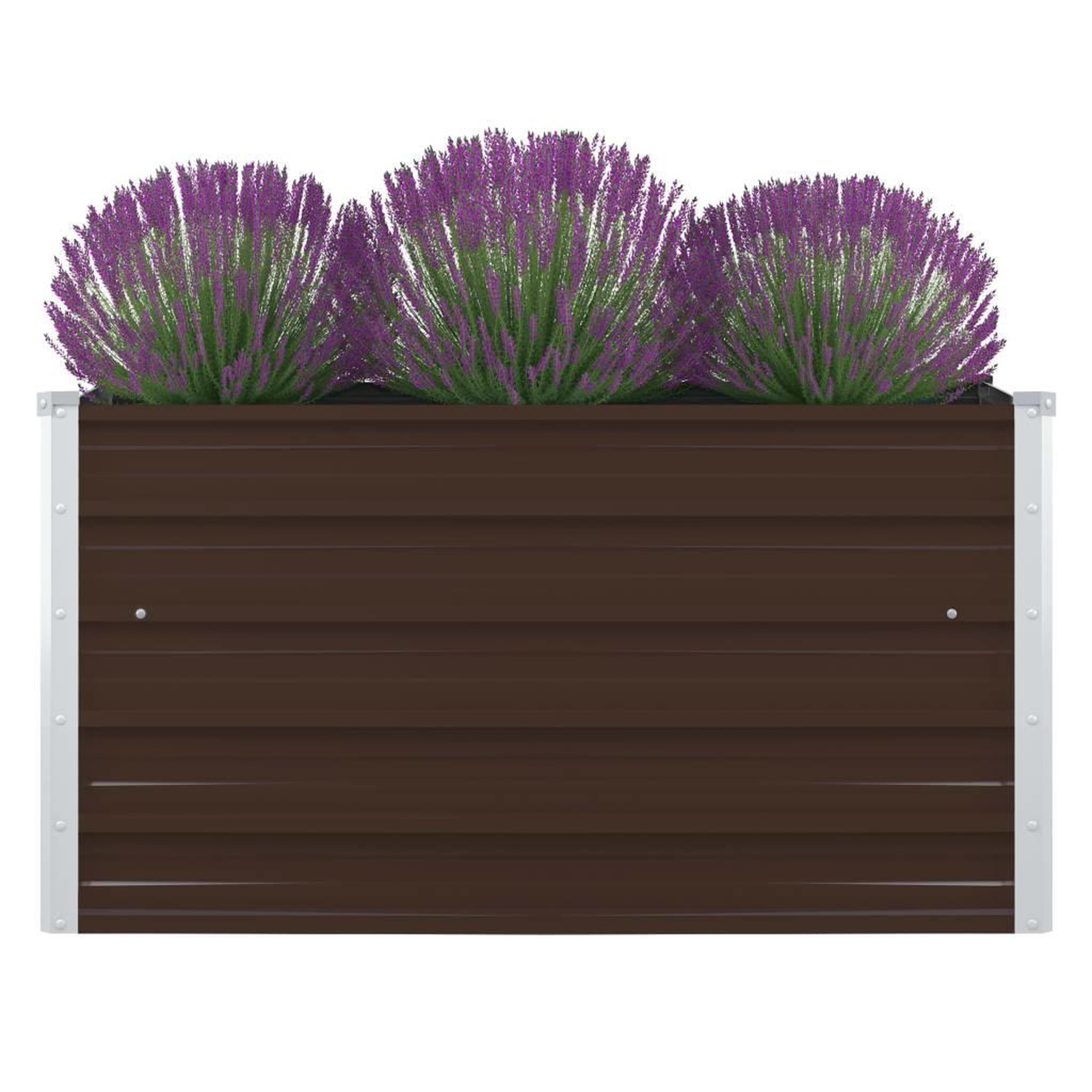 Voir la diapositive 1 : VIDAXL Jardiniere 100 x 100 x 45 cm Acier galvanise Marron