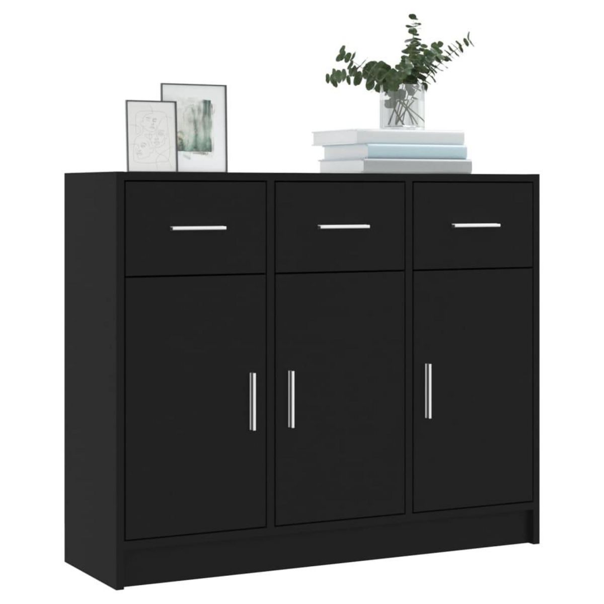 VIDAXL Buffet noir 91x28x75 cm bois d'ingenierie