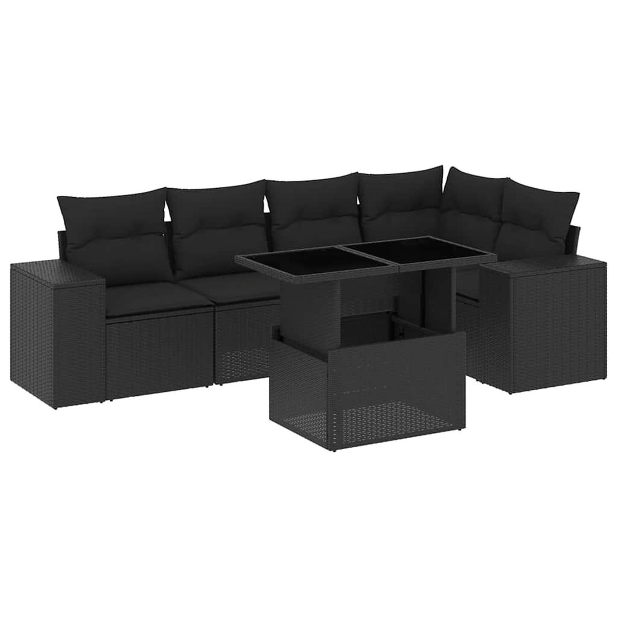 Voir la diapositive 2 : VIDAXL Salon de jardin 6 pcs avec coussins noir resine tressee