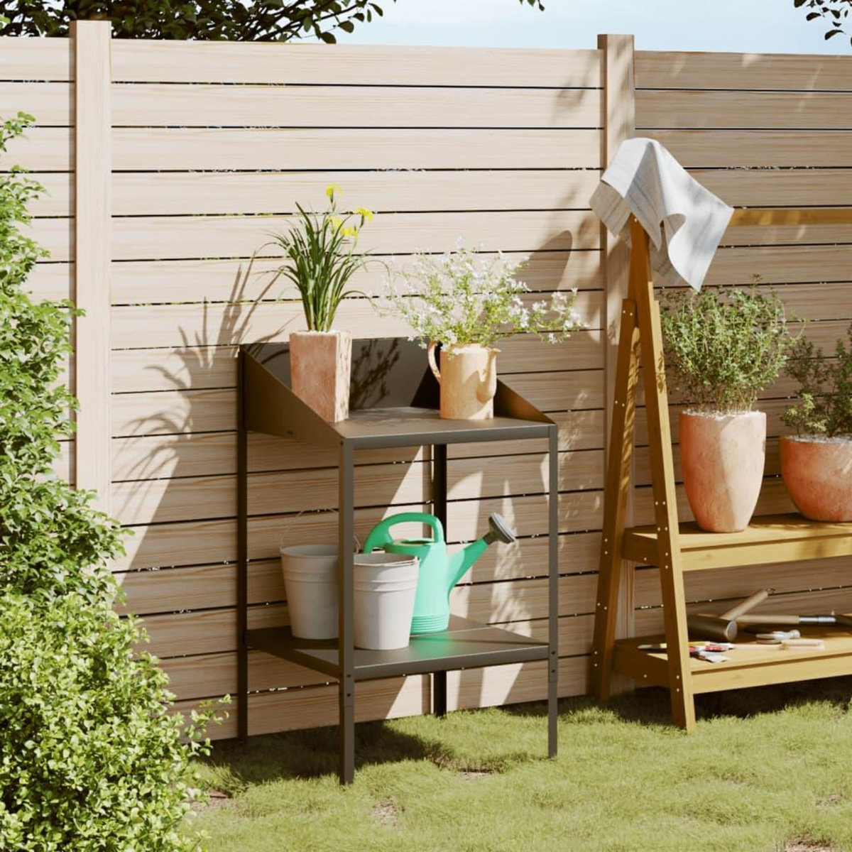 VIDAXL Support pour plantes anthracite 56,5x54,5x100cm acier galvanise