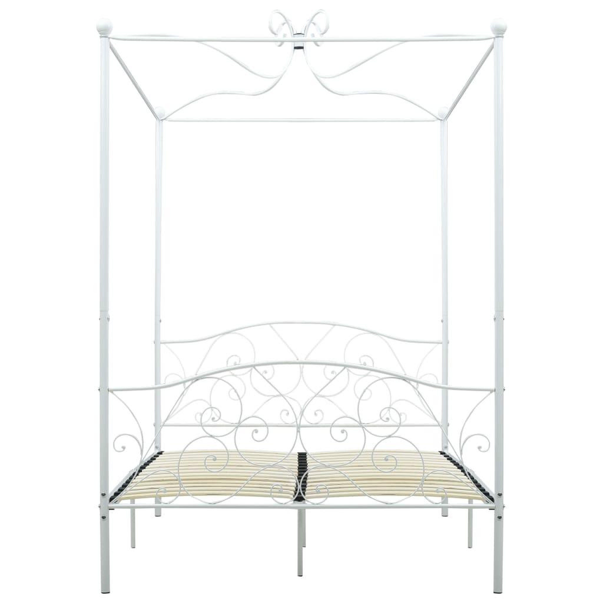 Voir la diapositive 3 : VIDAXL Cadre de lit a baldaquin Blanc Metal 120 x 200 cm