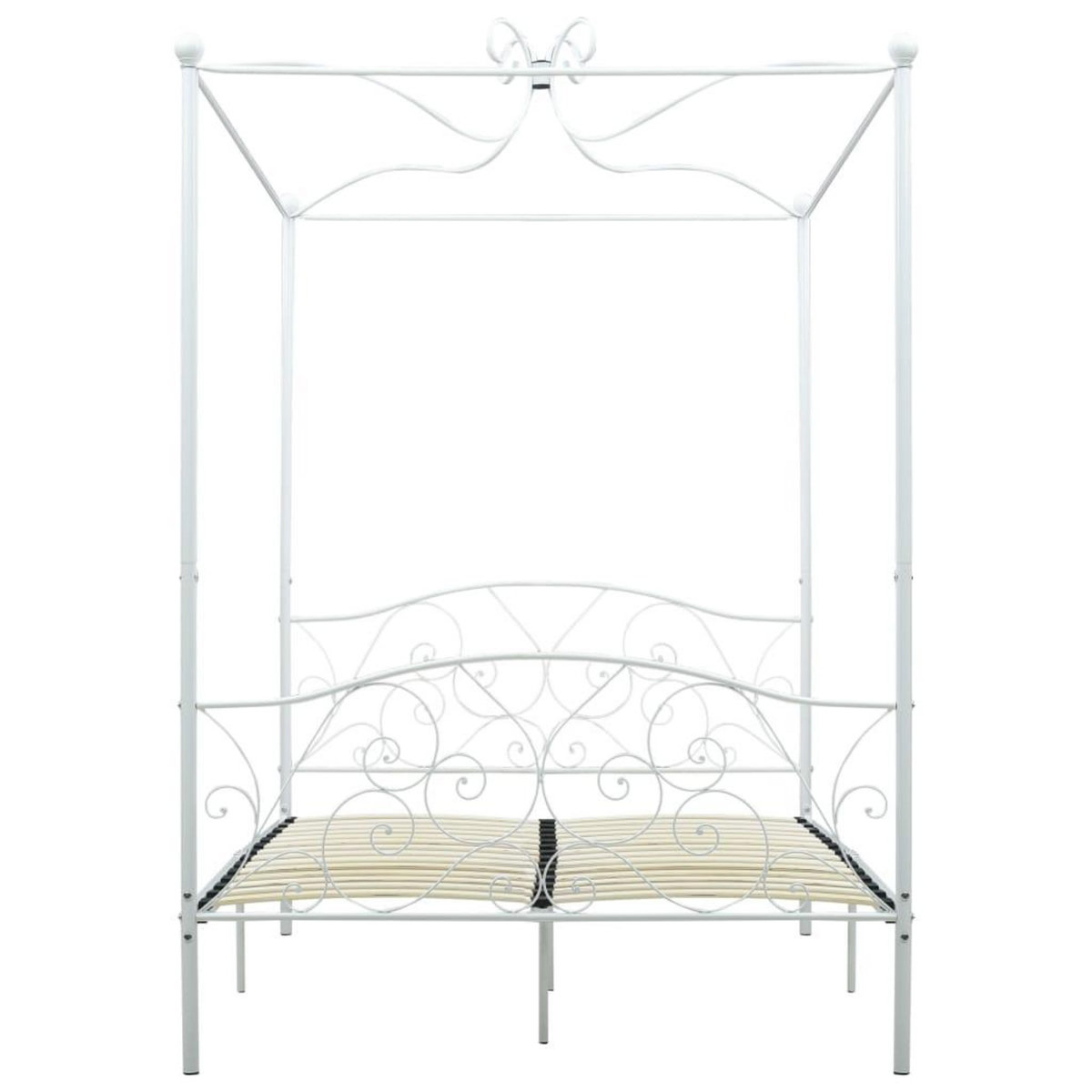 VIDAXL Cadre de lit a baldaquin Blanc Metal 120 x 200 cm