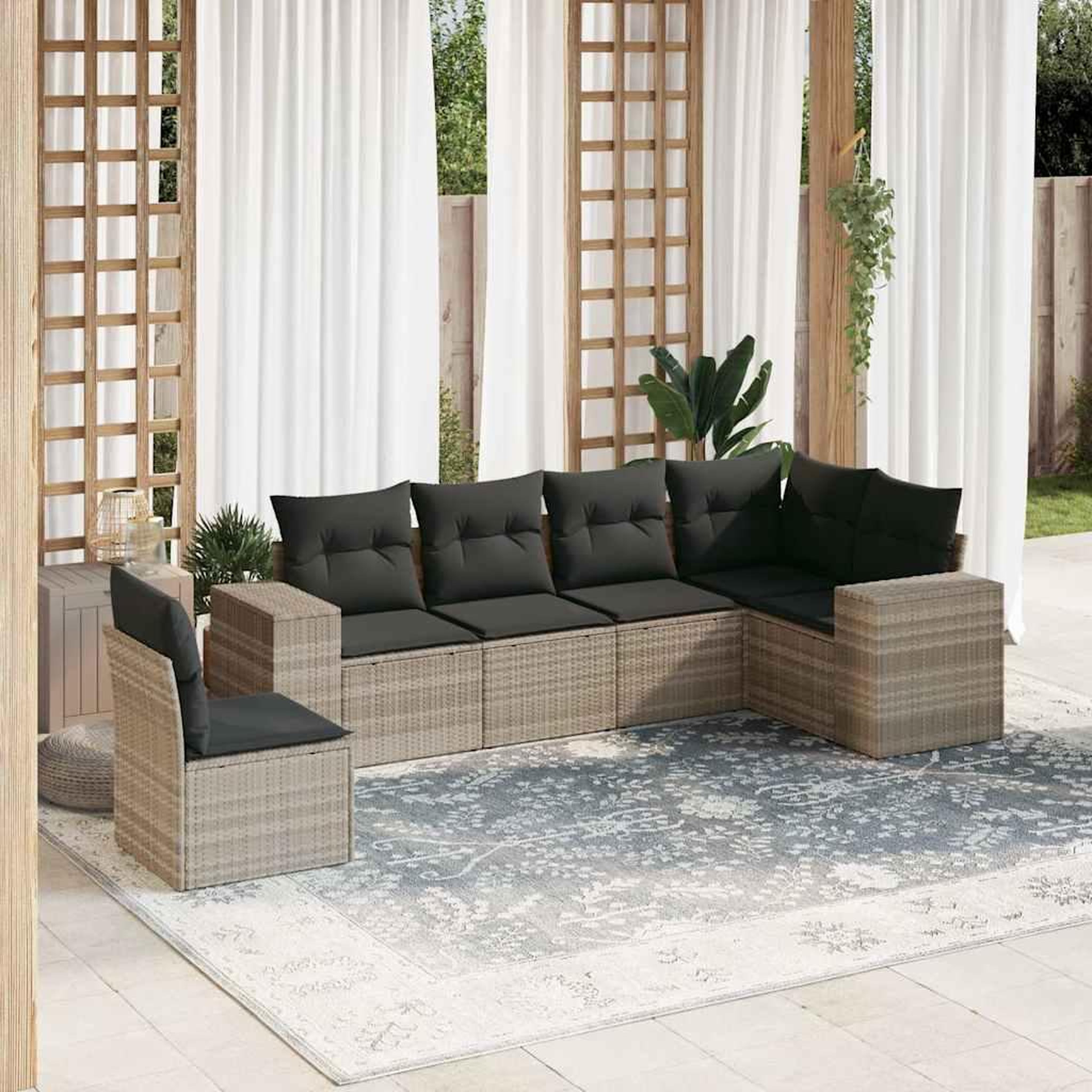 VIDAXL Salon de jardin 6 pcs avec coussins gris clair resine tressee