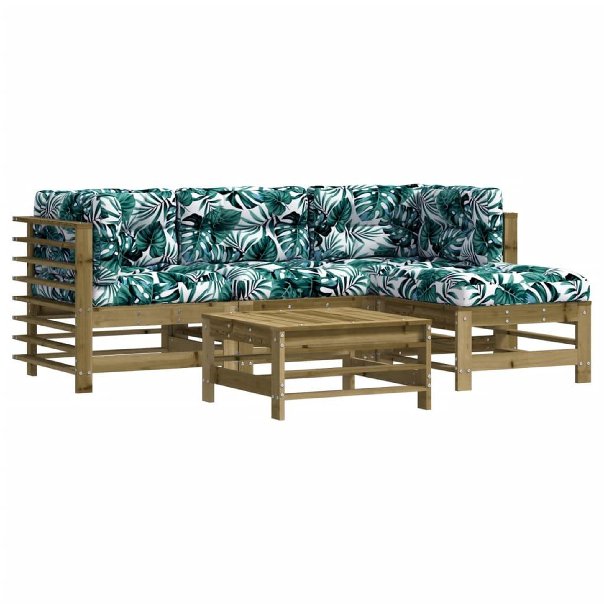 Voir la diapositive 2 : VIDAXL Salon de jardin 5 pcs avec coussins bois de pin impregne