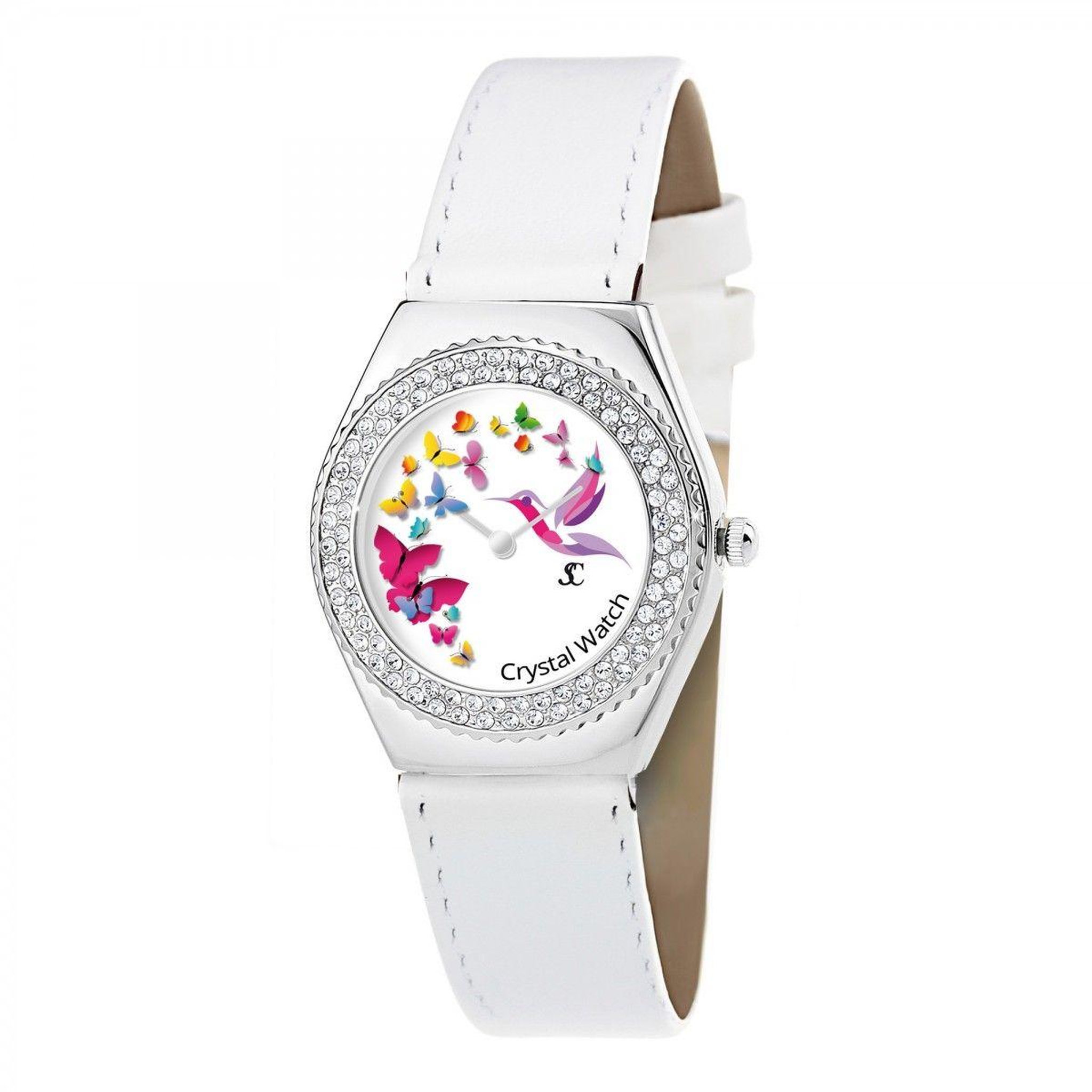 Voir la diapositive 3 : SC CRYSTAL Montre Alysson papillons à mouvement tournant SC Crystal ornée de Cristaux scintillants