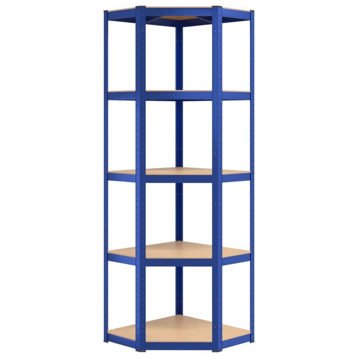 VIDAXL Etagere d'angle a 5 niveaux Bleu Acier et bois d'ingenierie