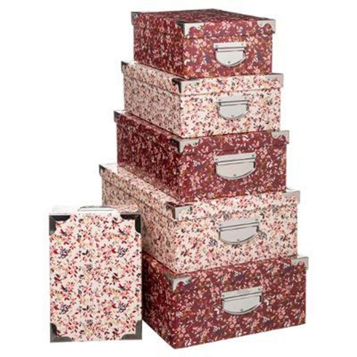  Lot de 6 Boîtes de Rangement  Délicatesse  48cm Rose
