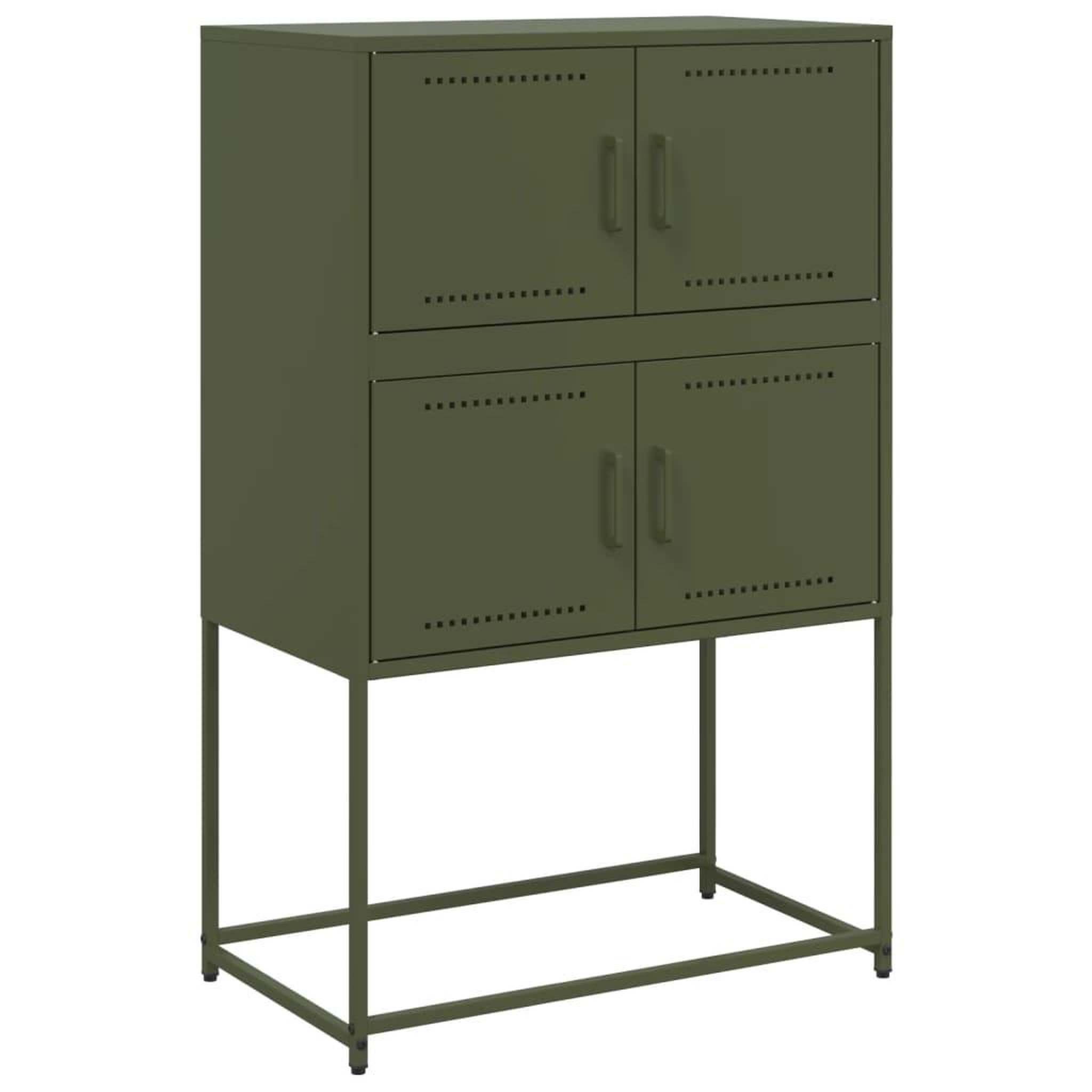 Voir la diapositive 2 : VIDAXL Buffet vert olive 68,5x38,5x107 cm acier