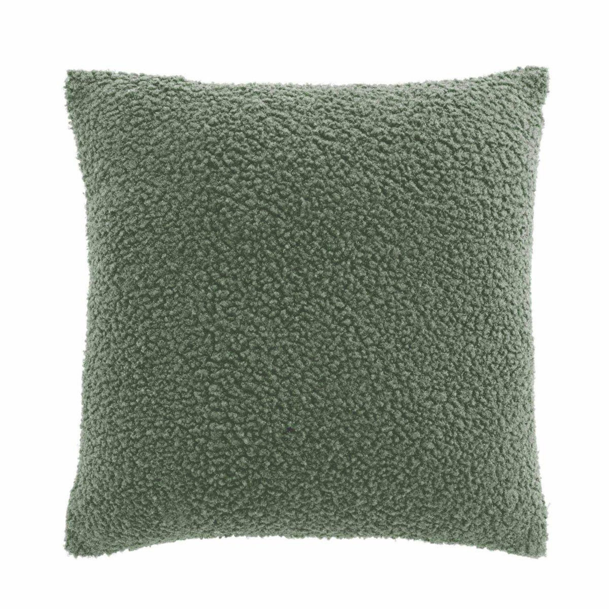 Paris Prix Housse de Coussin en Tissu Bouclette  Woolen  40x40cm Vert Sauge